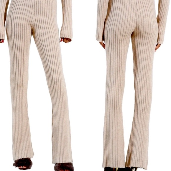 ππ AKIRA Chic Beige Ribbed Knit Mini Dress & Flared Pant Set | Womenβs Plus 1X - Picture 4 of 4